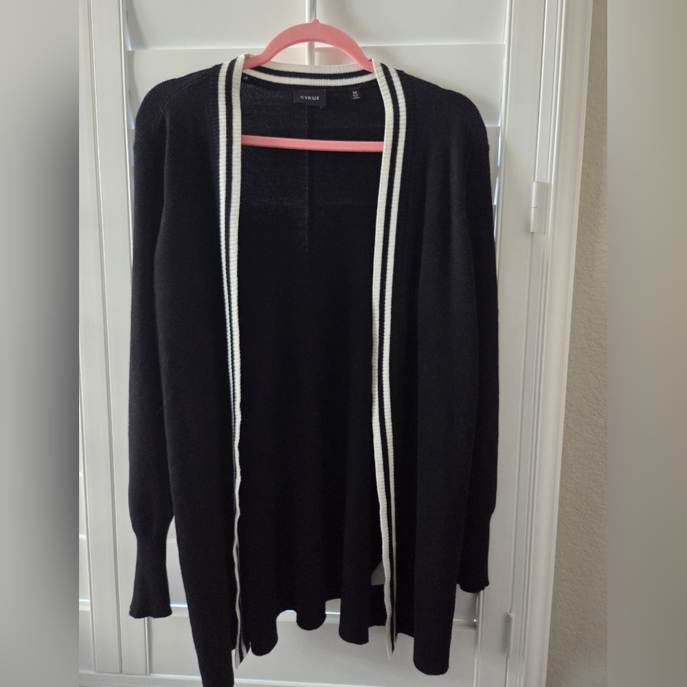 Cyrus Black Sweater with Cream Color Accents